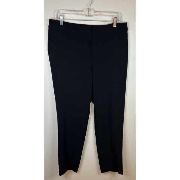 ST JOHN Caviar Diana Pants Black Crepe Marocain 10 Straight Leg Minimalist Work - Picture 2 of 11